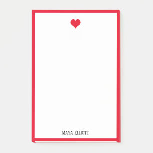 Post-it® Blanc avec un coeur rouge vif et une frontière + 