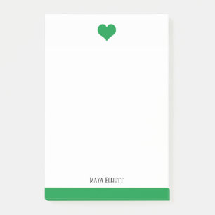 Post-it® Blanc et vert clair Coeur & Bordure, Nom