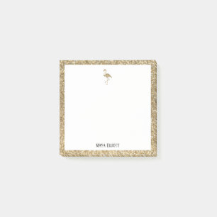 Post-it® Blanc + Faux Gold Parties scintillant Flamant rose