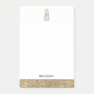Post-it® Blanc + Gold Faux Parties scintillant ananas et bo