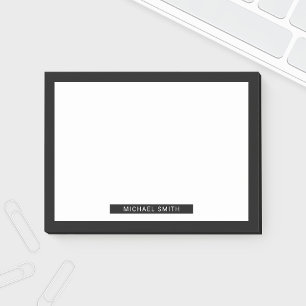 Post-it® Blanc noir et blanc avec le nom fait sur commande