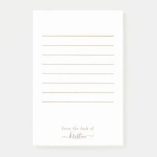 Post-it® Blanc & Or du bureau de Lined Large personnalisé