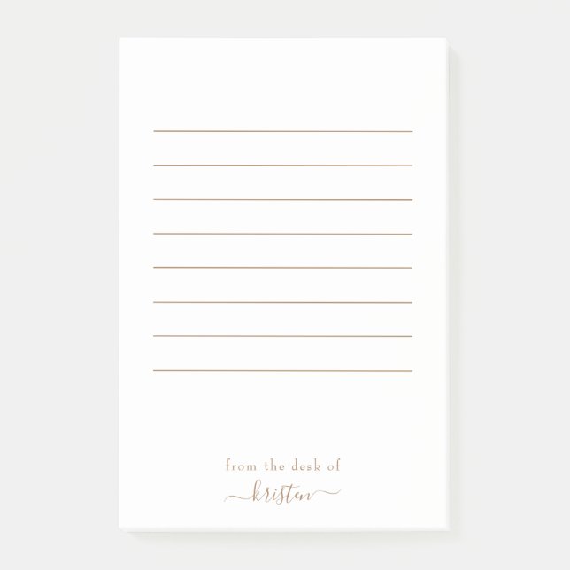 Post-it® Blanc & Or du bureau de Lined Large personnalisé (Devant)