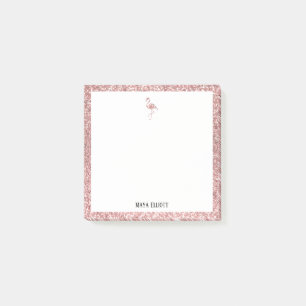 Post-it® Blanc + Rose Gold Parties scintillant Flamant rose