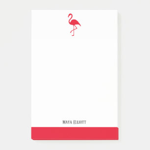 Post-it® Blanc sur Flamant rose rouge vif et bordure avec n