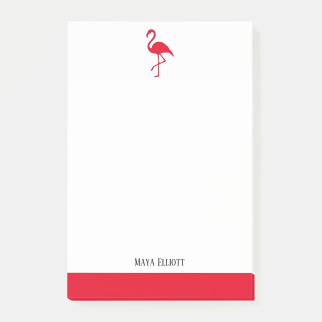Post-it® Blanc sur Flamant rose rouge vif et bordure avec n (Devant)