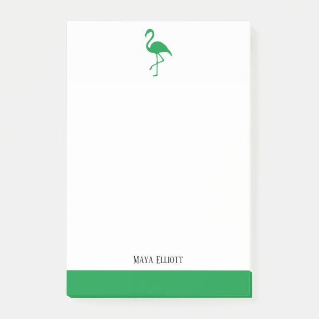 Post-it® Blanc sur Flamant rose vert clair et bordure avec  (Devant)
