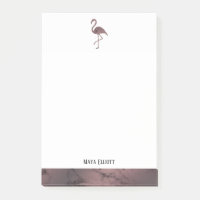 Blanc sur marbre or Rose, Flamant rose & bordure, 
