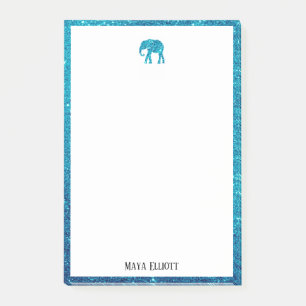 Post-it® Blanc sur Parties scintillant Turquoise Faux Eleph