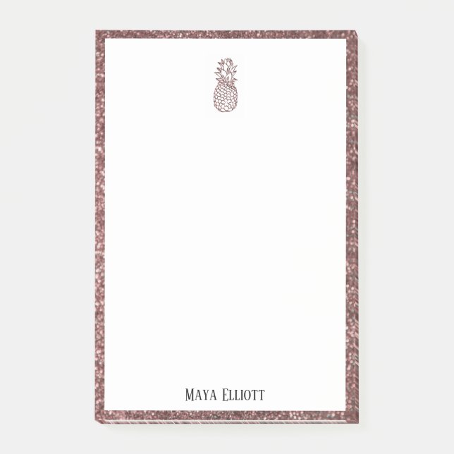 Post-it® Blanc sur Rose Gold Faux Parties scintillant Anana (Devant)