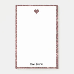 Post-it® Blanc sur Rose Gold Faux Parties scintillant Coeur