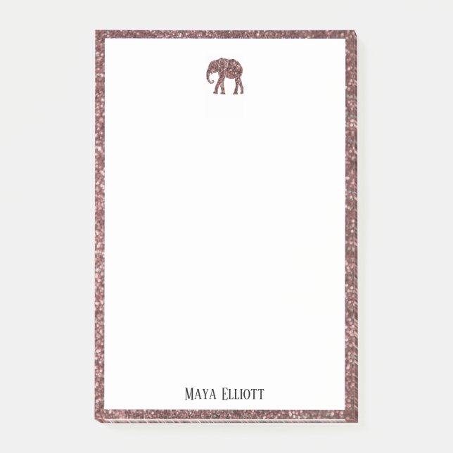 Post-it® Blanc sur Rose Gold Faux Parties scintillant Eleph (Devant)