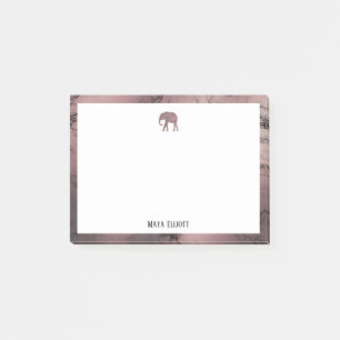 Post-it® Blancs sur le marbre d'or Rose, éléphant et bord