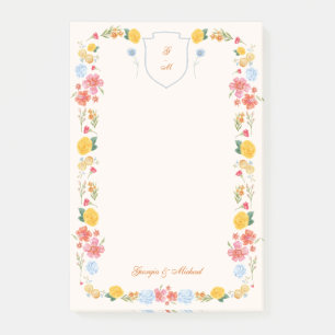 Post-it® Blason Floral Personnalisé pour Mariage Monogramme