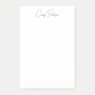 Post-it® Bleu Blanc Votre Nom Calligraphie Unique Minimalis