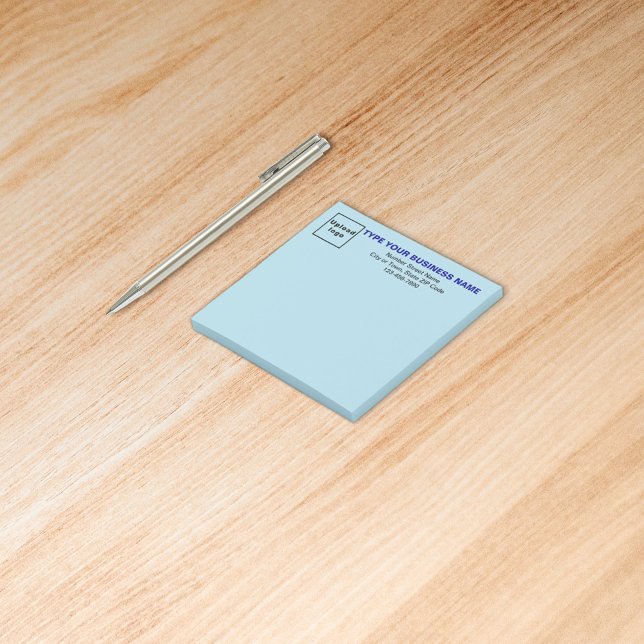 Post-it® Bleu clair Carré de l'entreprise poster sa note (Build brand name awareness. Your business brand on heading of light blue square post it note.)
