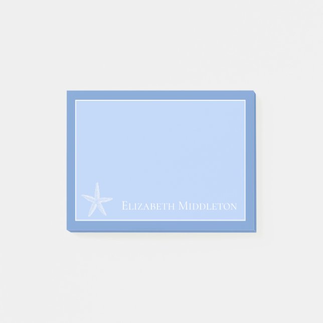 Post-it® Bleu côtier et poisson d'eau blanche Personnalisé (Devant)
