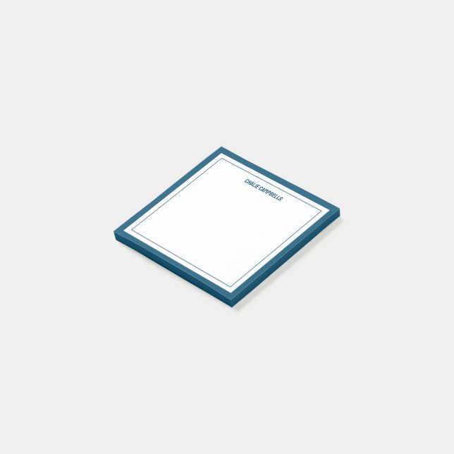 Post-it® Bleu de marine minimaliste deux frontières (Incliné)