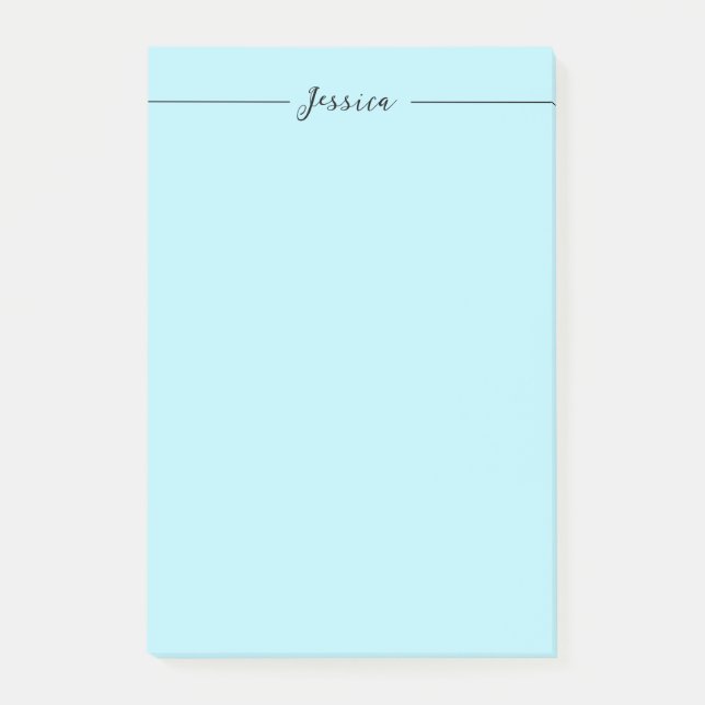 Post-it® Bleu Élégant Simple Moderne Nom Professionnel (Devant)