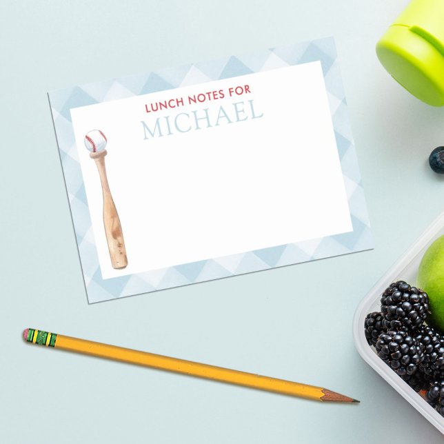 Post-it® Bleu En vichy Baseball Enfants Boîte à lunch perso (Créateur téléchargé)