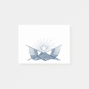 Post-it® Bleu et blanc drapeaux Vintages américains avec ét