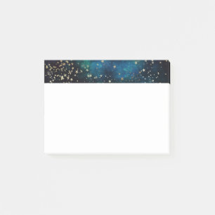 Post-it® Bleu et or sous le ciel nocturne d'étoiles