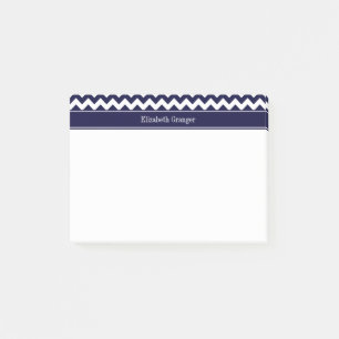Post-it® Bleu Marine Blanc Chevron Bleu Marine Monogramme N