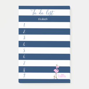 Post-it® Bleu marine rayé,Flamant rose ,Liste de choses à f