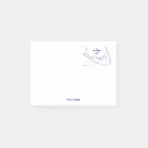 Post-it® Bleu marine vintage de carte de mA d'île de