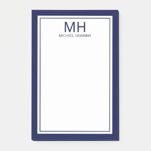 Post-it® Bleu Nuit Blanc Monogrammé Hommes