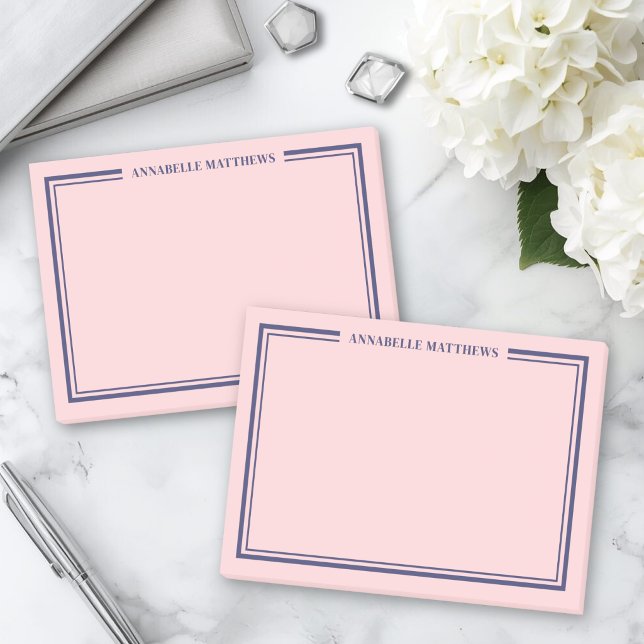 Post-it® Bleu Nuit Rose Monogramme (Navy Blue Pink Monogram Post-it Notes)