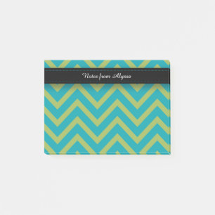 Post-it® Bleu / sarcelle et chevron vert