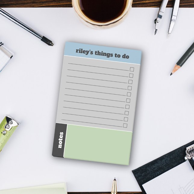 Post-it® Bleu Vert Gris Choses à faire et notes (Créateur téléchargé)