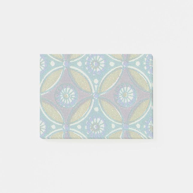Post-it® Bleu vert Rustique Boho Motif circulaire géométriq (Devant)