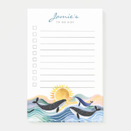 Post-it® Bleu Waves & Happy Whales Notes postales personnal