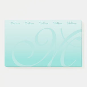 Post-it® Bloc de couleur monogramme Pastel Turquoise