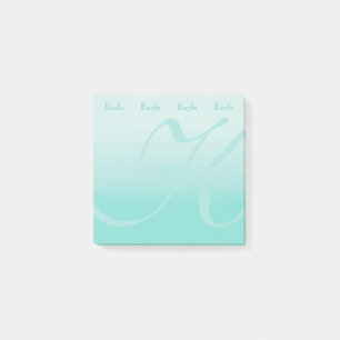 Post-it® Bloc de couleur monogramme Pastel Turquoise