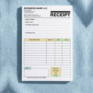 Post-it® (Bloc de papier commercial) Carnet de reçus de fac