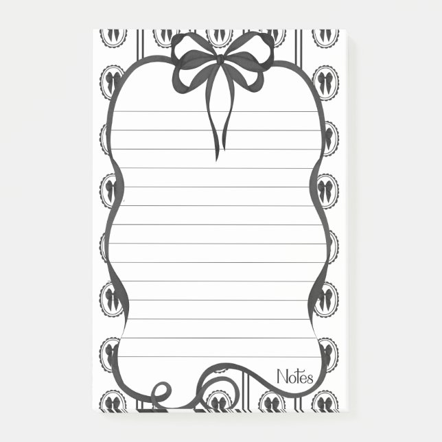 Post-it® Bloc-notes adhésif 4x6 Notes Black Bow (Devant)