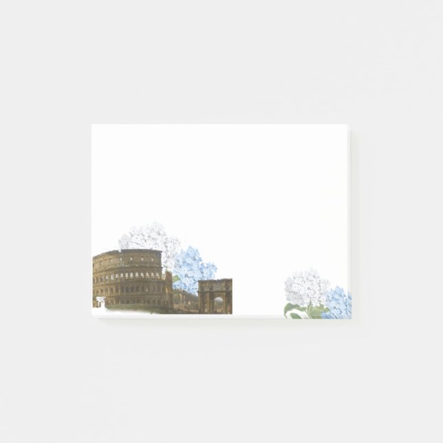 Post-it® Bloc-notes bleu antique d'hortensia de Rome (Devant)