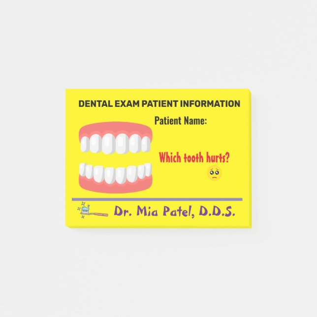 Post-it® Bloc-notes de l'examen de dentiste pour enfants (Devant)