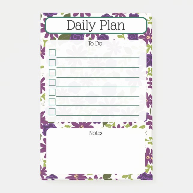 Post-it® Bloc-notes de planification quotidienne florale (Devant)