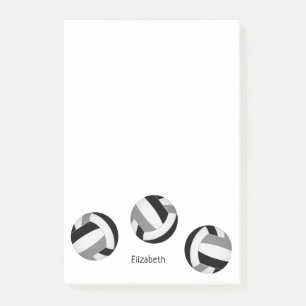 Post-it® bloc-notes noir gris volleyballs avec nom personna