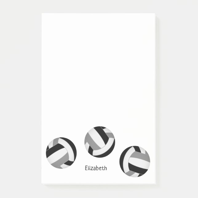 Post-it® bloc-notes noir gris volleyballs avec nom personna (Devant)