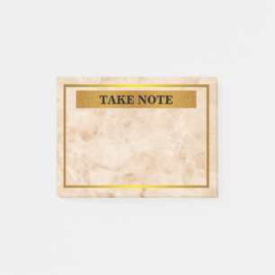 Post-it® Bloc-notes personnalisé en marbre avec bordure dor