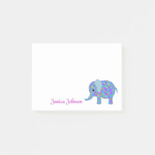 Post-it® Bloc-notes personnalisé Funny Blue Floral Elephant