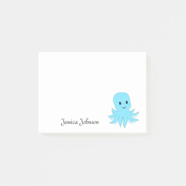 Post-it® Bloc-notes personnalisé Funny Fat Blue Octopus (Devant)