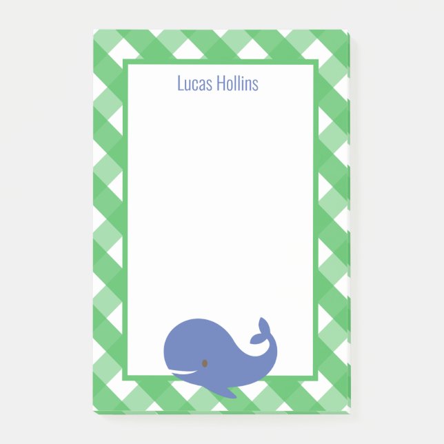Post-it® Bloc-notes post-it personnalisé En vichy baleine (Devant)