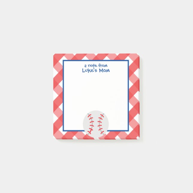 Post-it® Bloc-notes post-it personnalisé En vichy baseball (Devant)