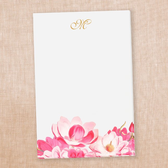 Post-it® Bloc-notes pour monogramme floral rose printemps c (Créateur téléchargé)